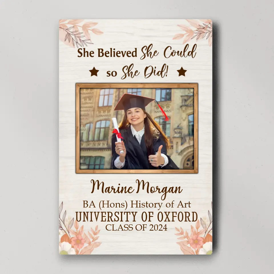 She Believed She Could So She Did Personalized Canvas Poster
