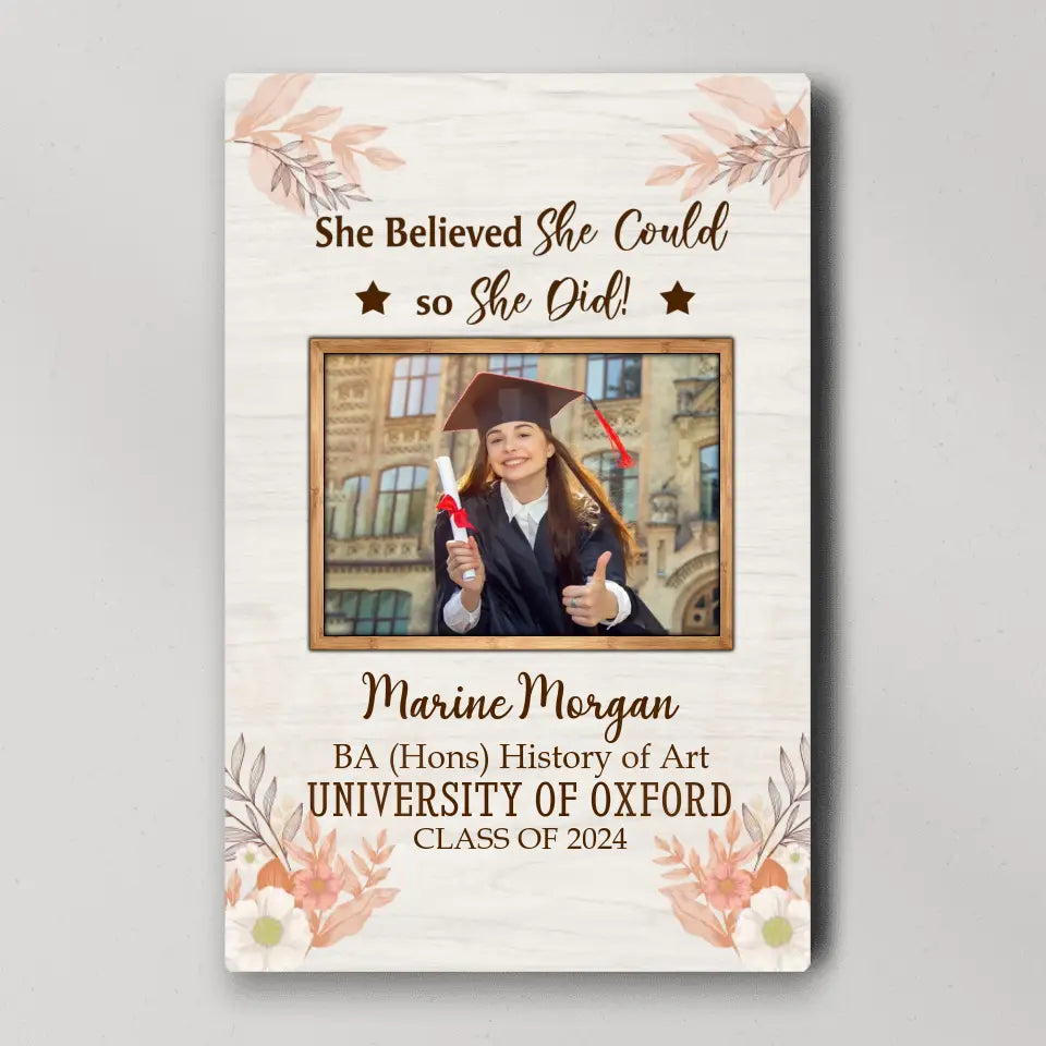 She Believed She Could So She Did Personalized Canvas Poster