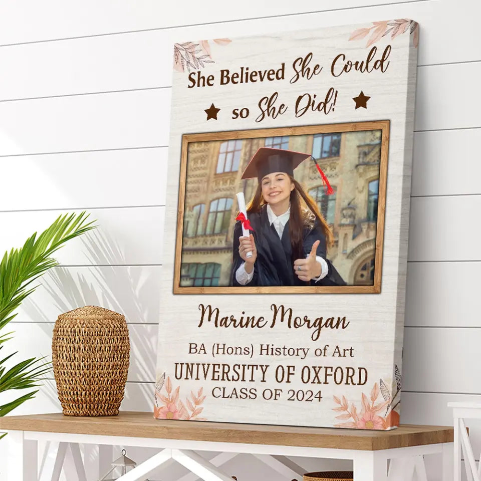 She Believed She Could So She Did Personalized Canvas Poster