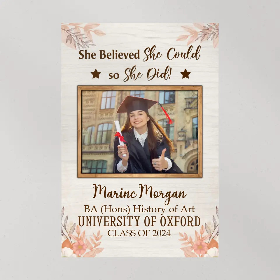 She Believed She Could So She Did Personalized Canvas Poster