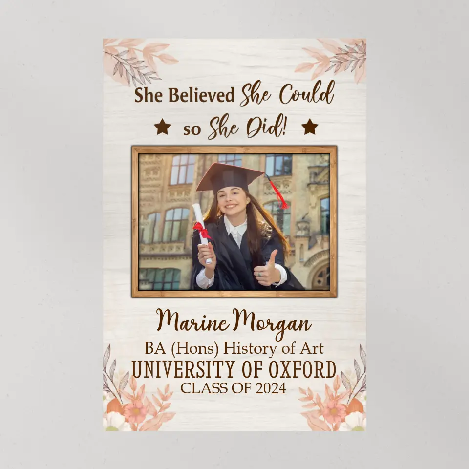 She Believed She Could So She Did Personalized Canvas Poster