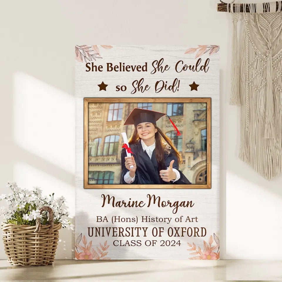 She Believed She Could So She Did Personalized Canvas Poster