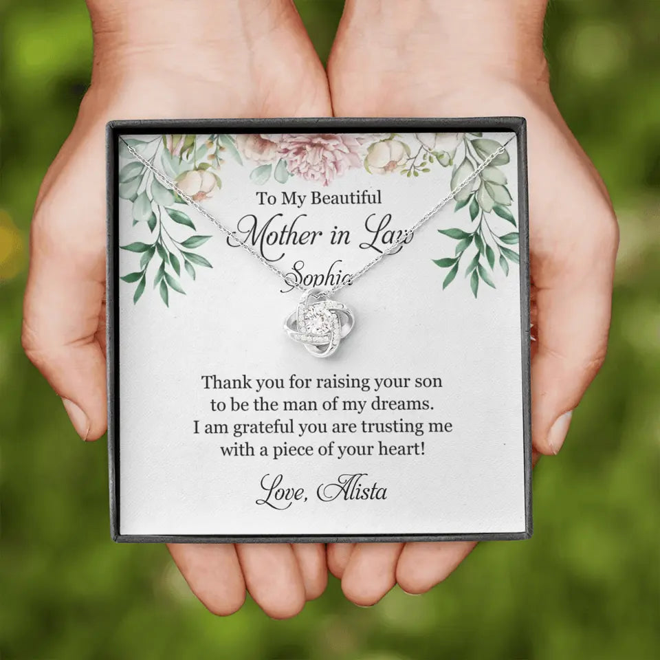 To My Beautiful Mother In Law Thank You Personalized Silver Jewellery