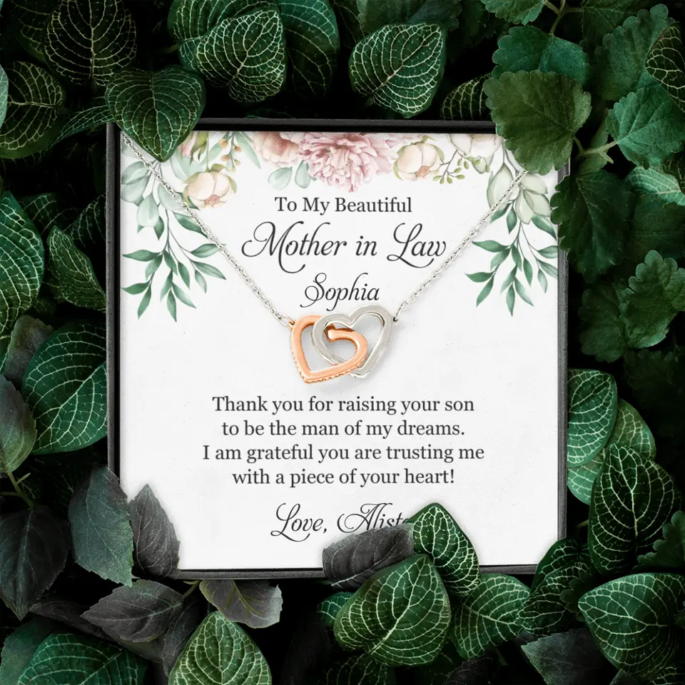 To My Beautiful Mother In Law Thank You Personalized Silver Jewellery
