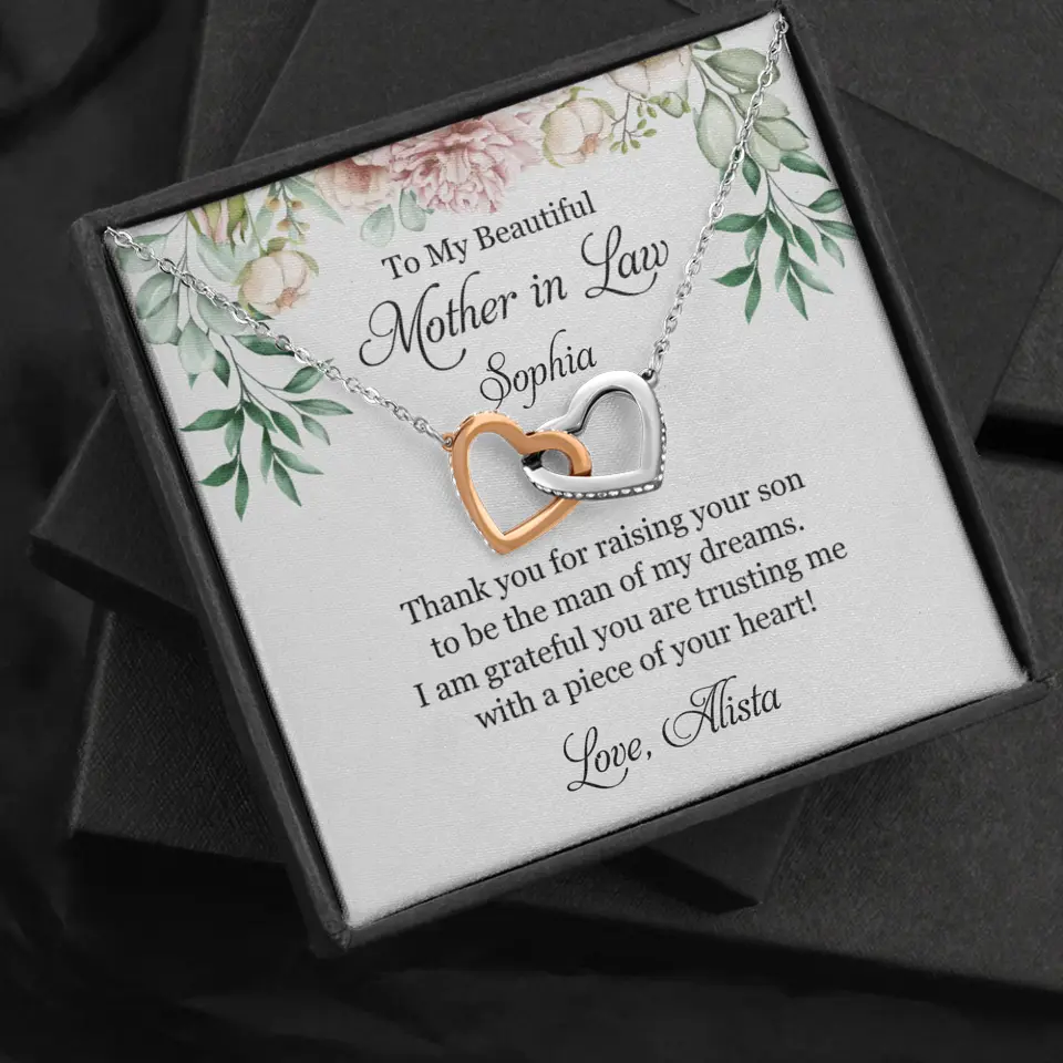 To My Beautiful Mother In Law Thank You Personalized Silver Jewellery