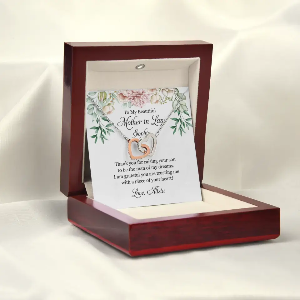 To My Beautiful Mother In Law Thank You Personalized Silver Jewellery