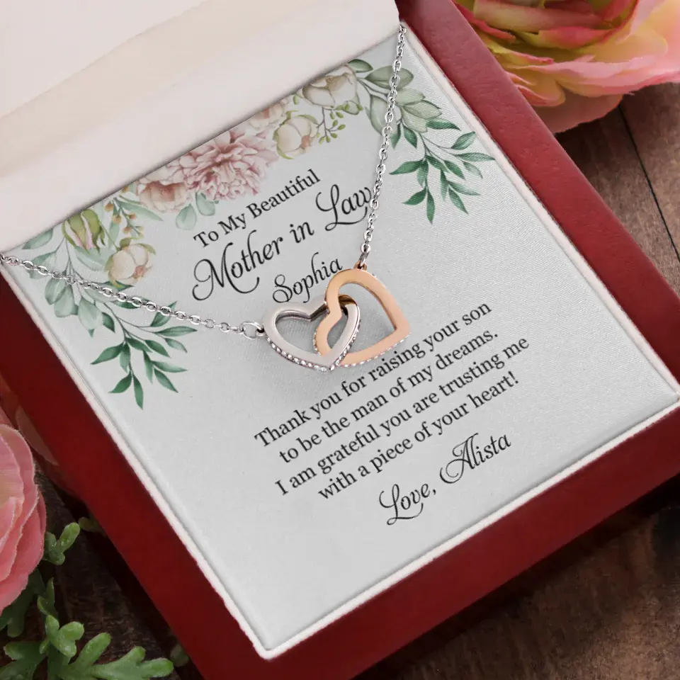 To My Beautiful Mother In Law Thank You Personalized Silver Jewellery