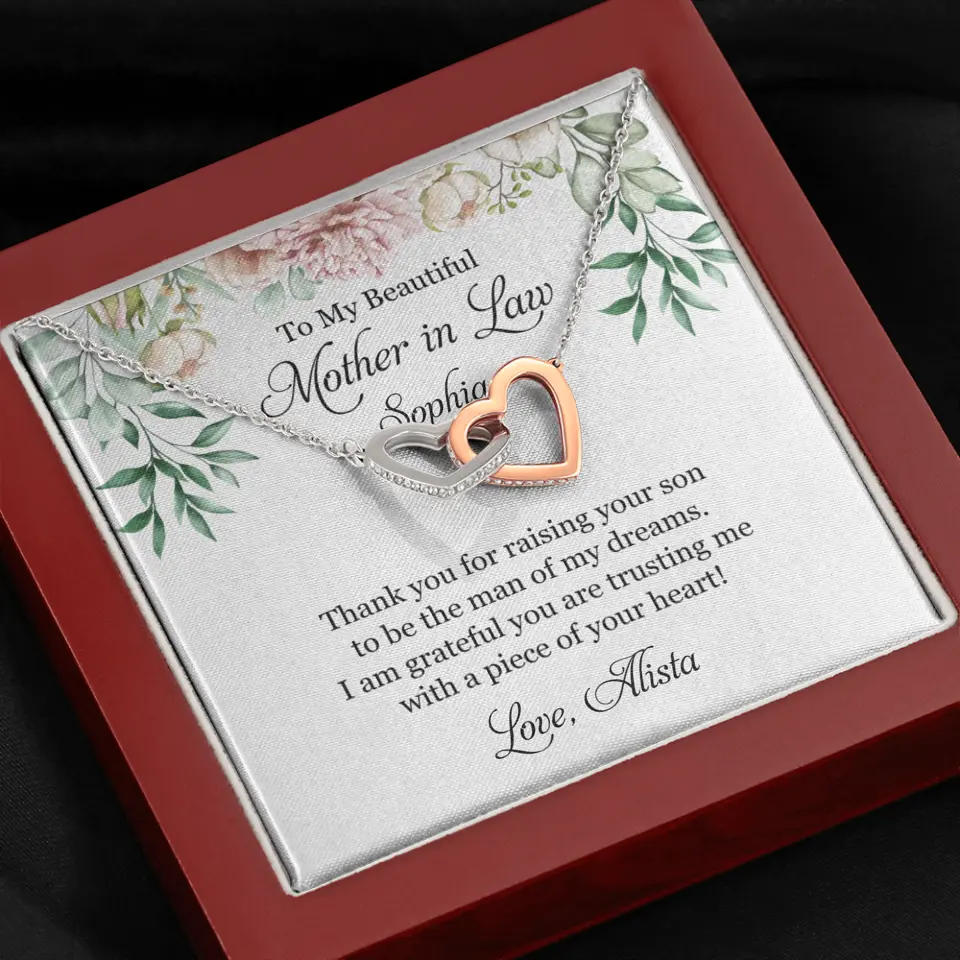 To My Beautiful Mother In Law Thank You Personalized Silver Jewellery