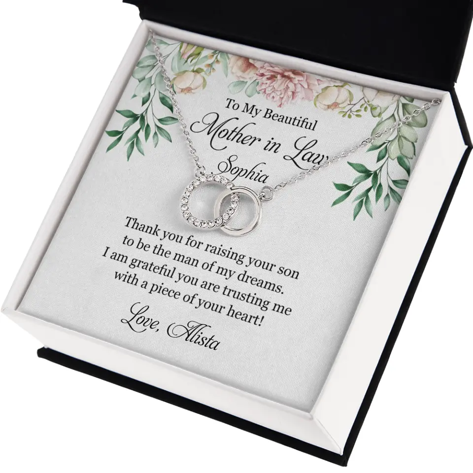 To My Beautiful Mother In Law Thank You Personalized Silver Jewellery