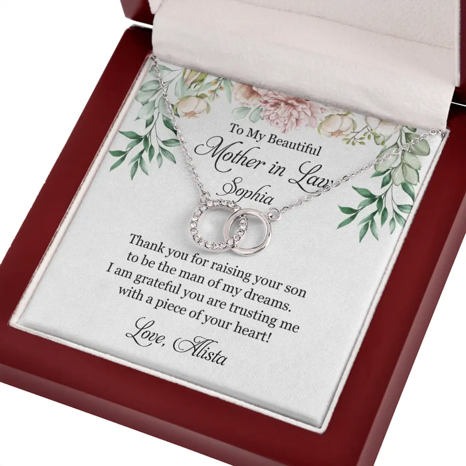 To My Beautiful Mother In Law Thank You Personalized Silver Jewellery