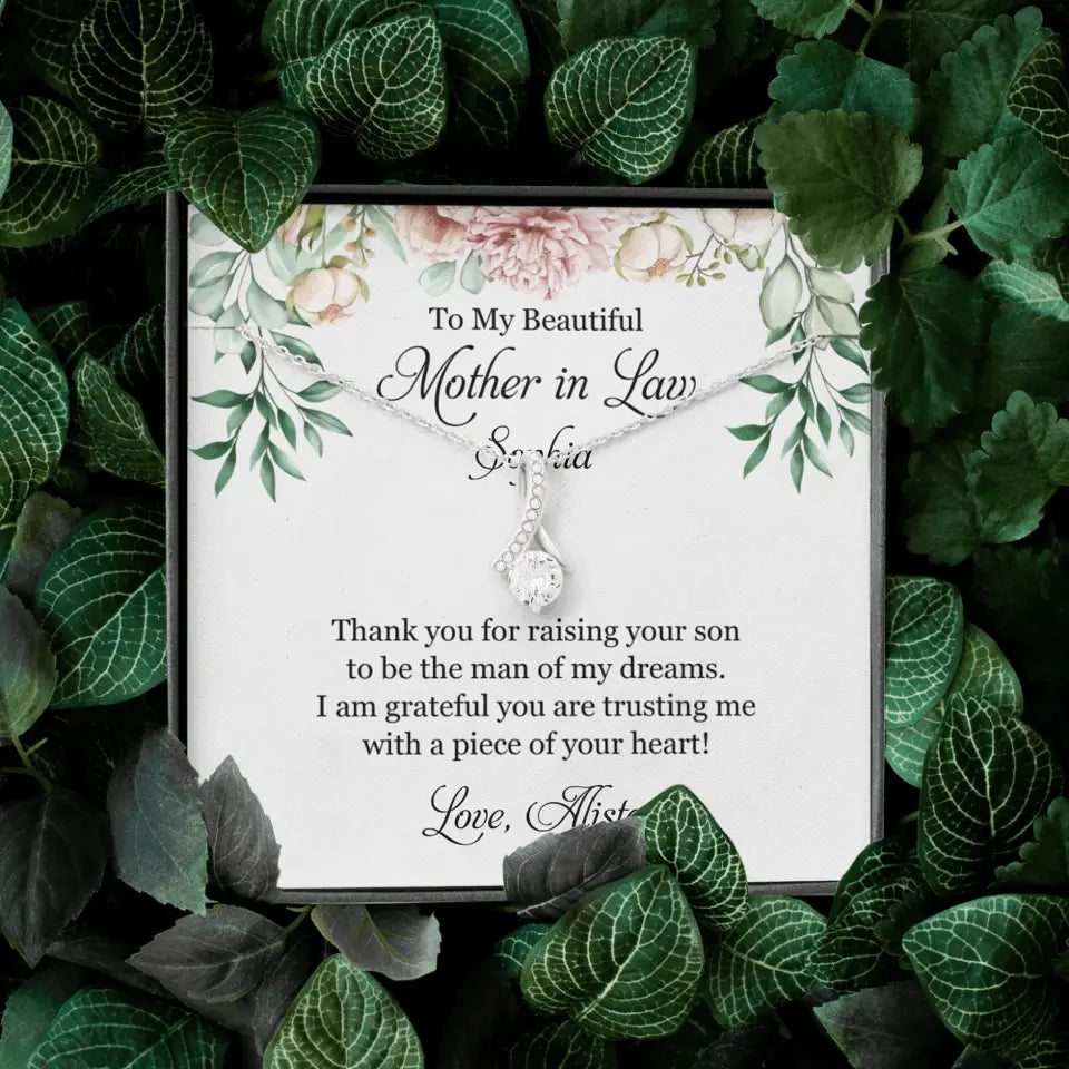 To My Beautiful Mother In Law Thank You Personalized Silver Jewellery