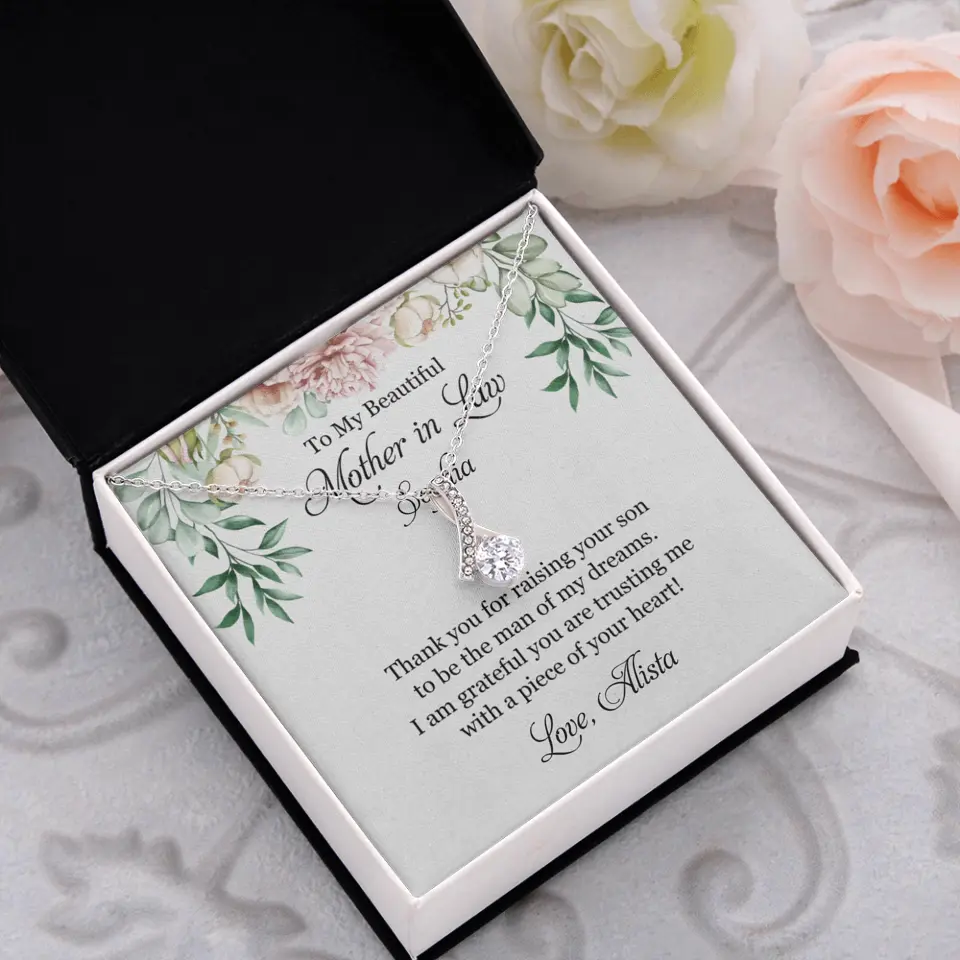 To My Beautiful Mother In Law Thank You Personalized Silver Jewellery
