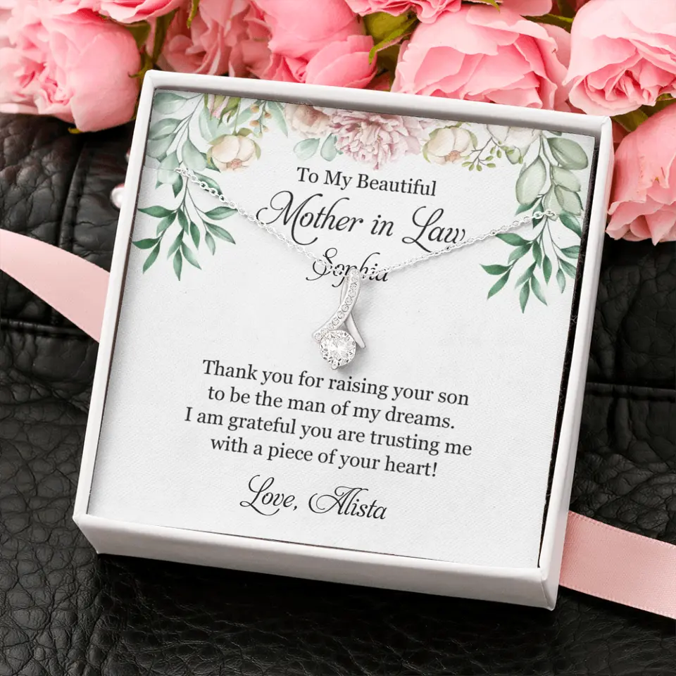 To My Beautiful Mother In Law Thank You Personalized Silver Jewellery