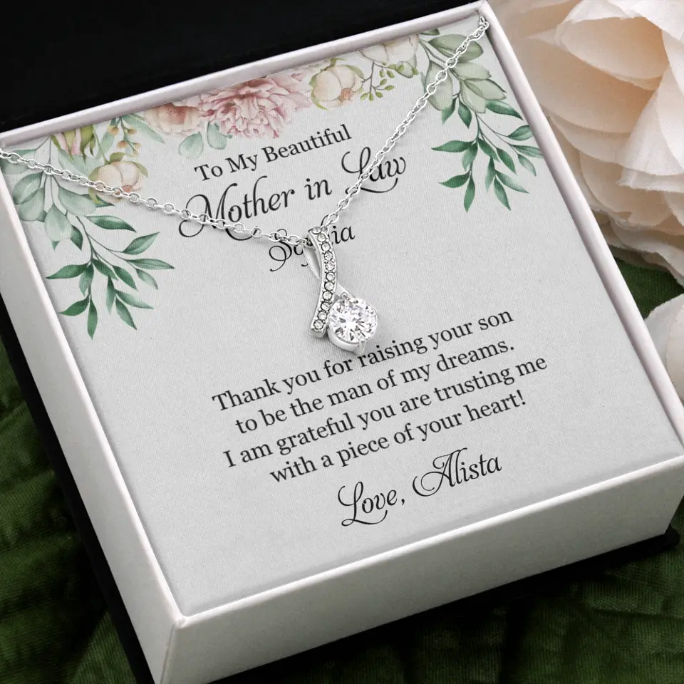 To My Beautiful Mother In Law Thank You Personalized Silver Jewellery