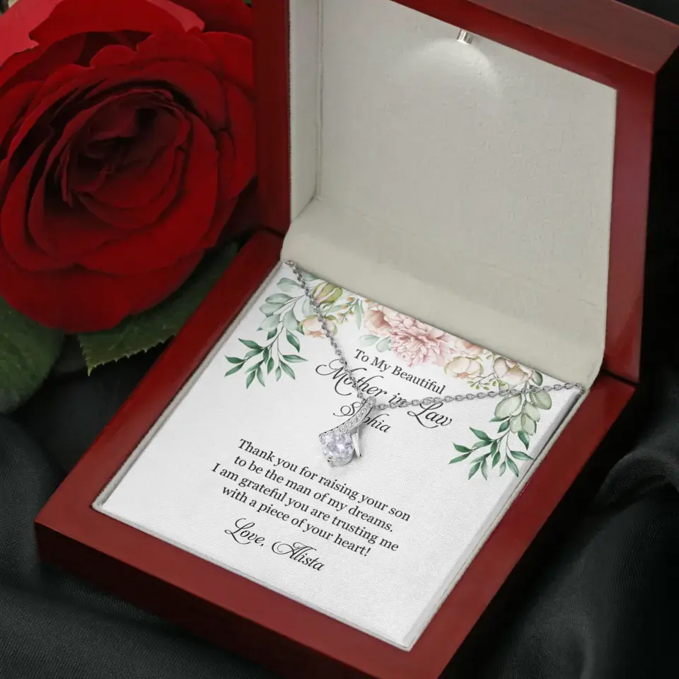To My Beautiful Mother In Law Thank You Personalized Silver Jewellery