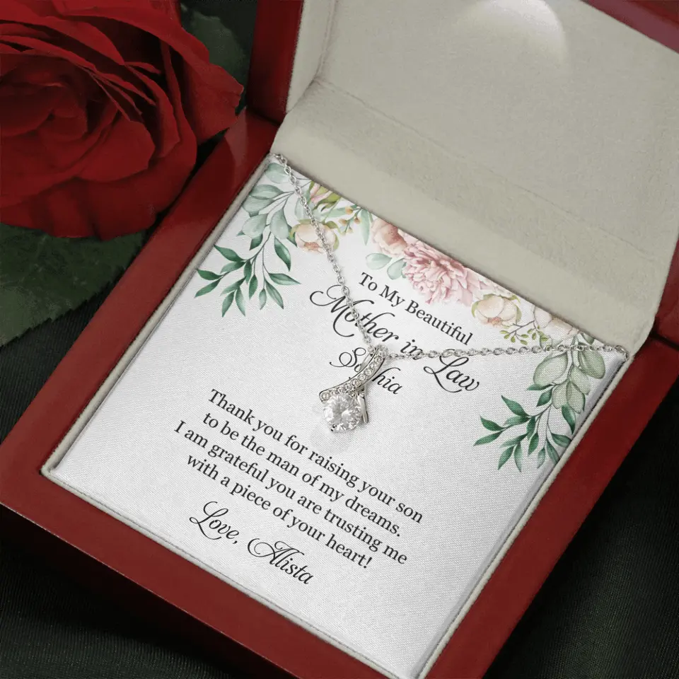 To My Beautiful Mother In Law Thank You Personalized Silver Jewellery