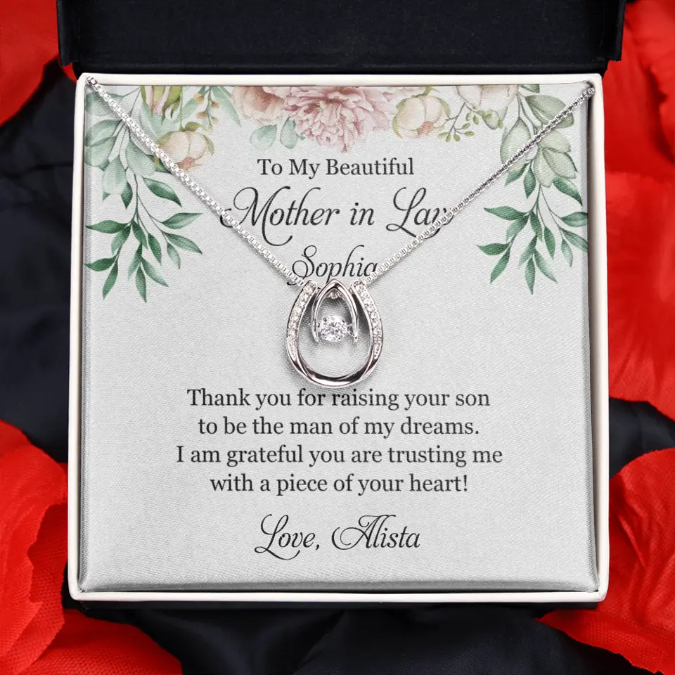 To My Beautiful Mother In Law Thank You Personalized Silver Jewellery