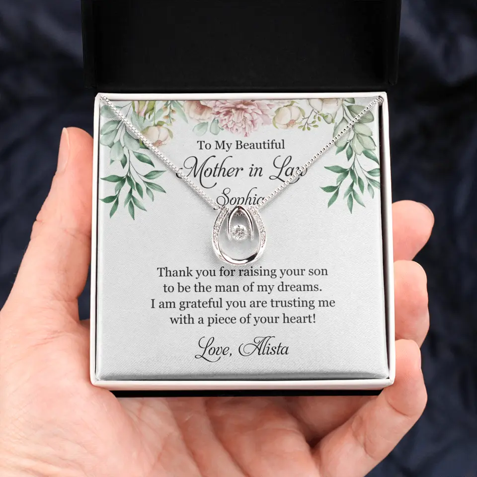 To My Beautiful Mother In Law Thank You Personalized Silver Jewellery