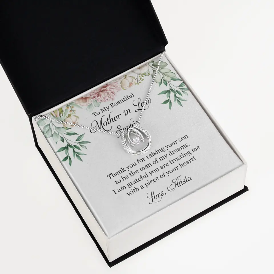 To My Beautiful Mother In Law Thank You Personalized Silver Jewellery