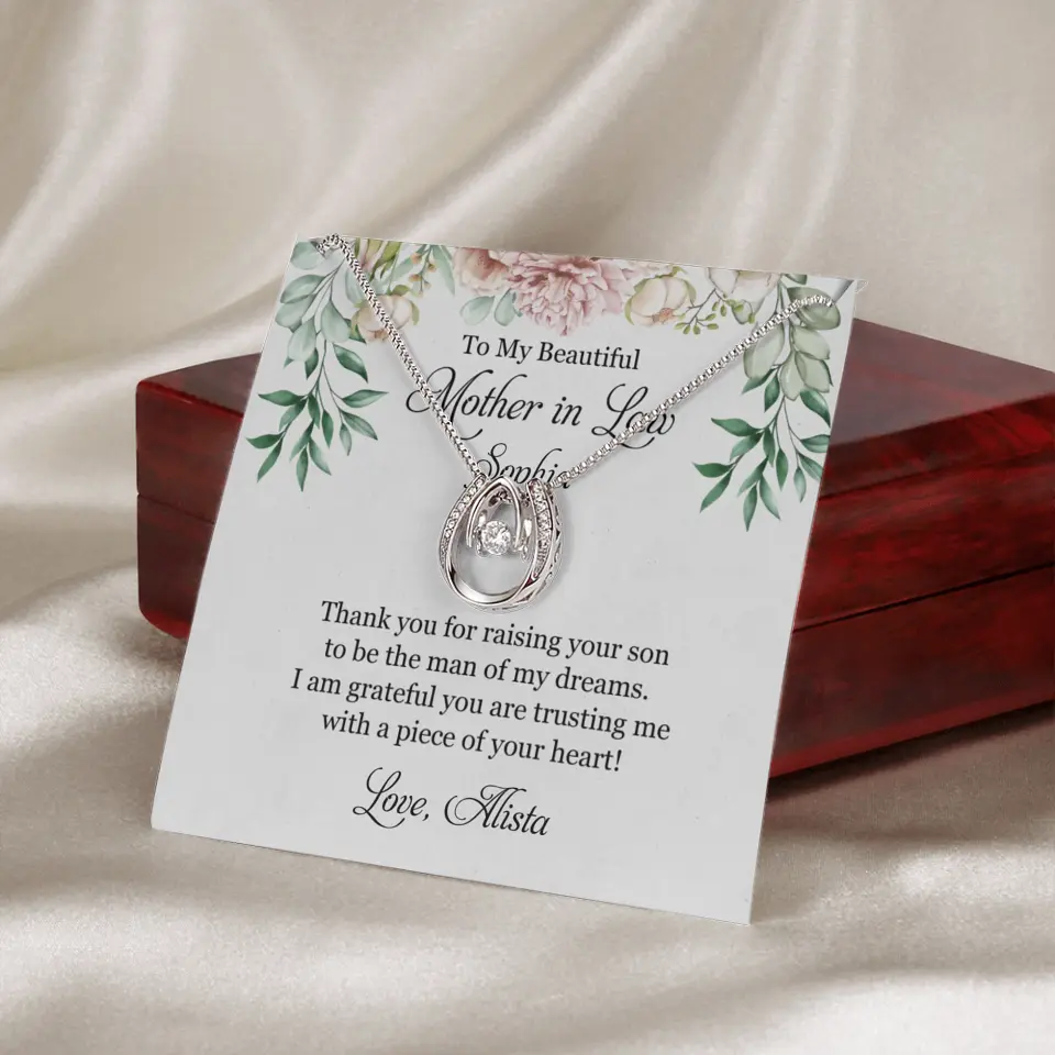 To My Beautiful Mother In Law Thank You Personalized Silver Jewellery