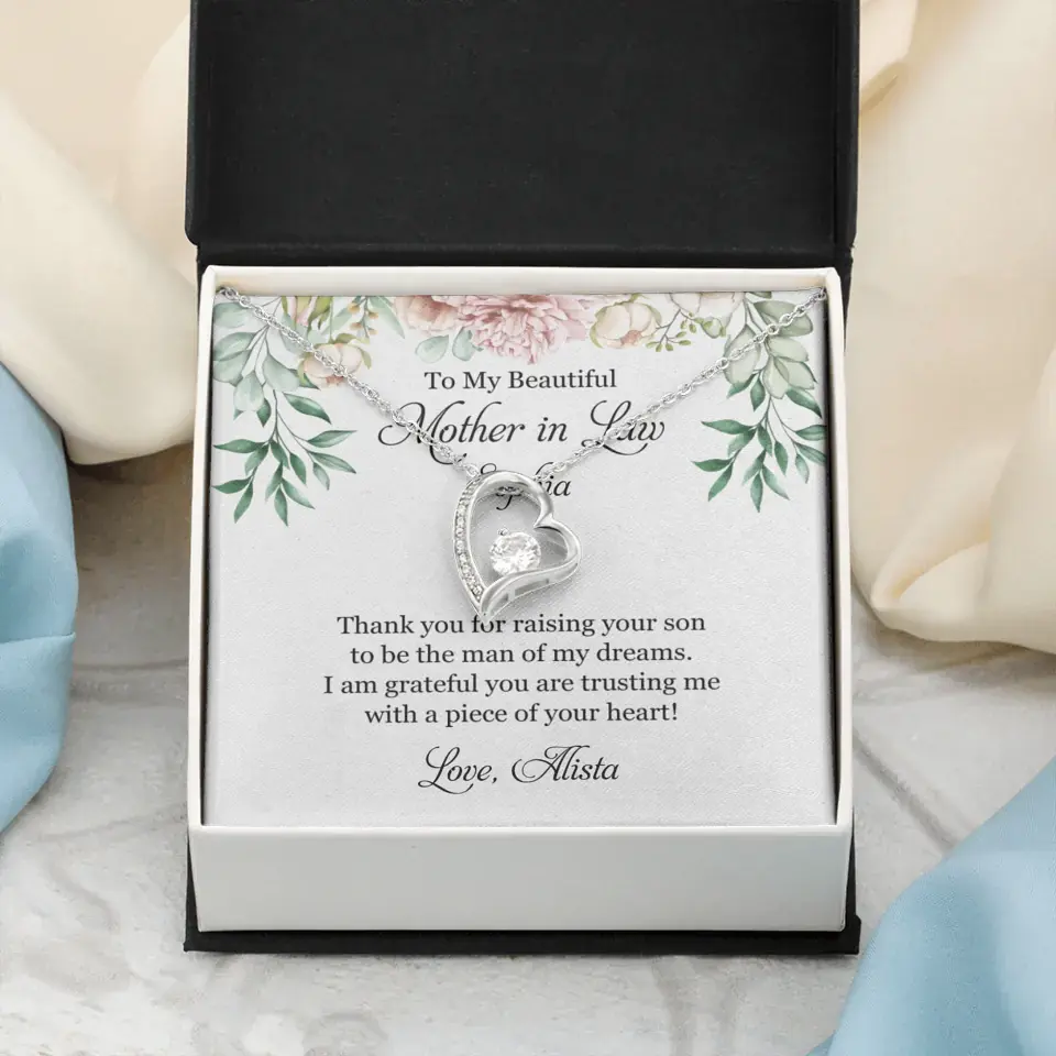 To My Beautiful Mother In Law Thank You Personalized Silver Jewellery