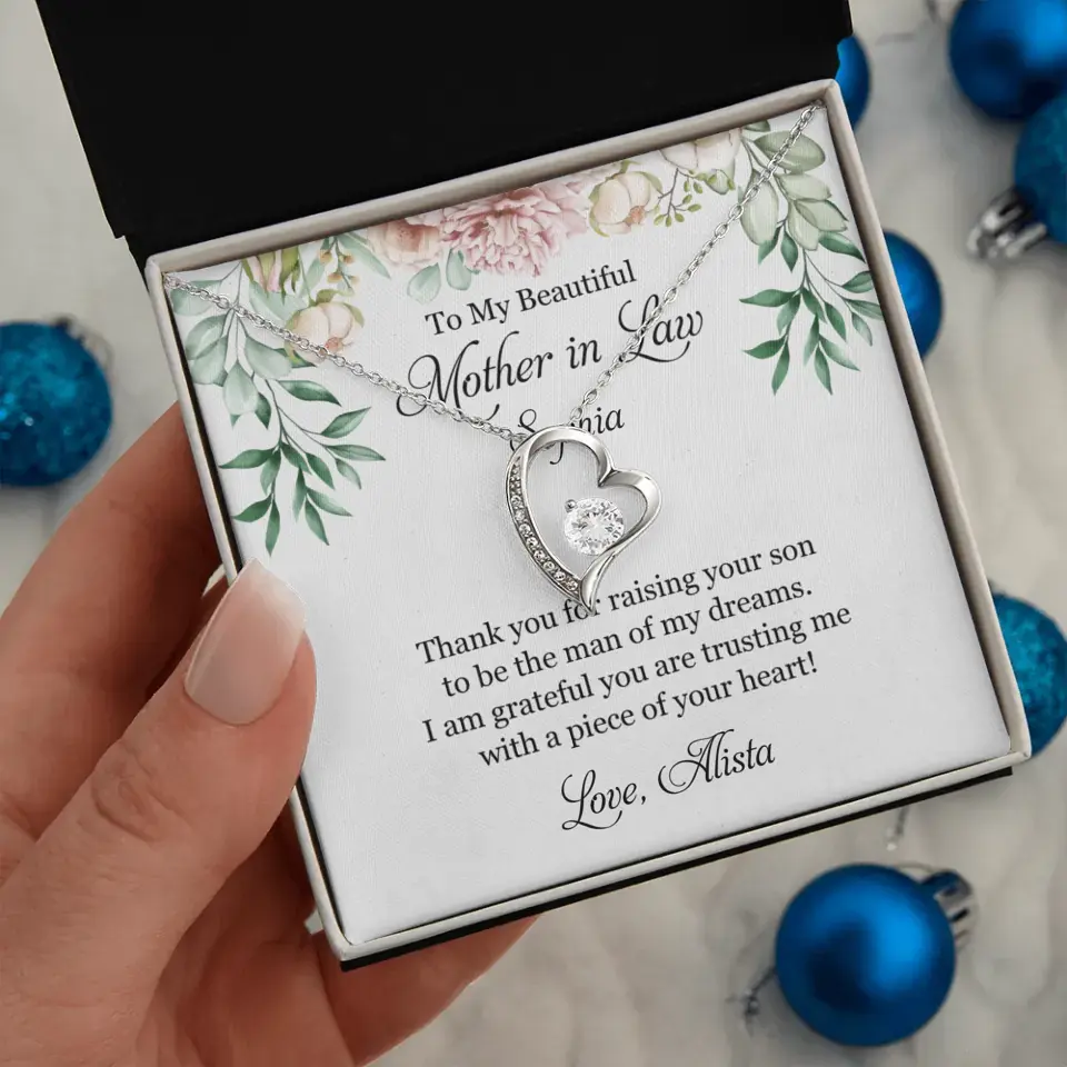 To My Beautiful Mother In Law Thank You Personalized Silver Jewellery