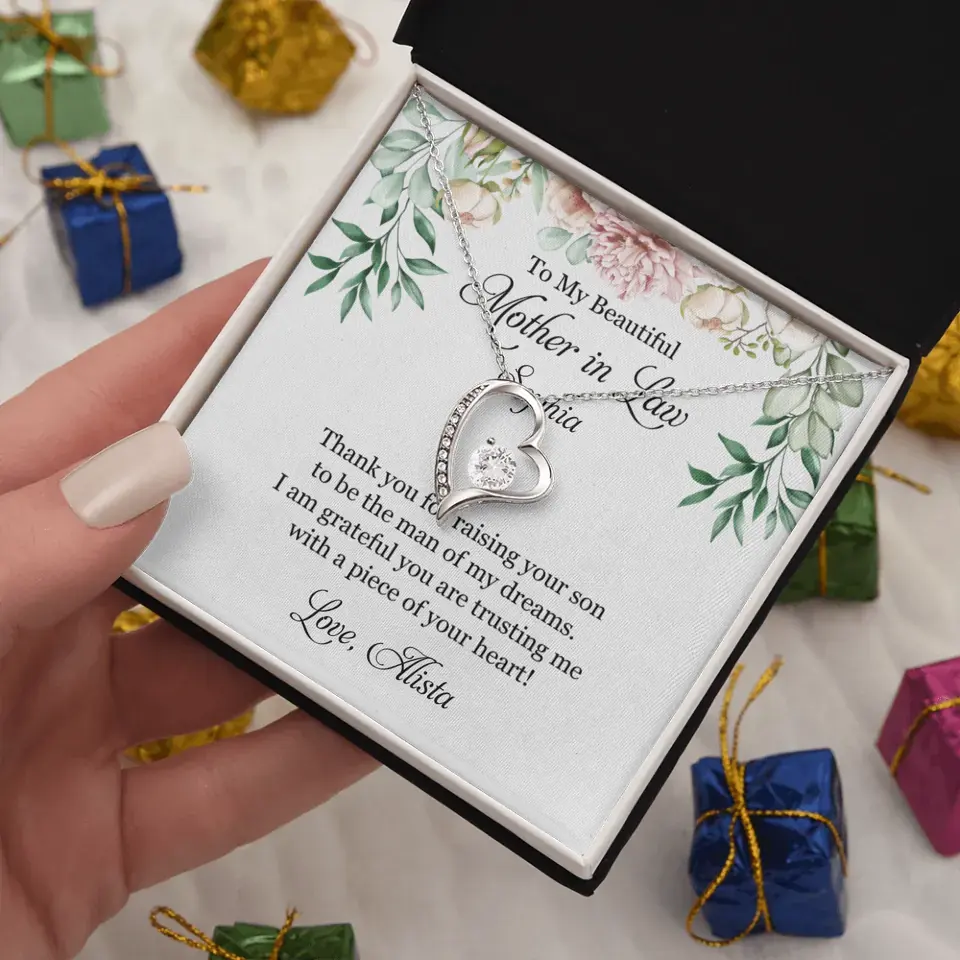To My Beautiful Mother In Law Thank You Personalized Silver Jewellery