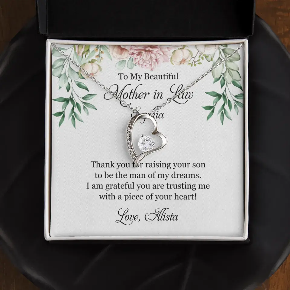 To My Beautiful Mother In Law Thank You Personalized Silver Jewellery