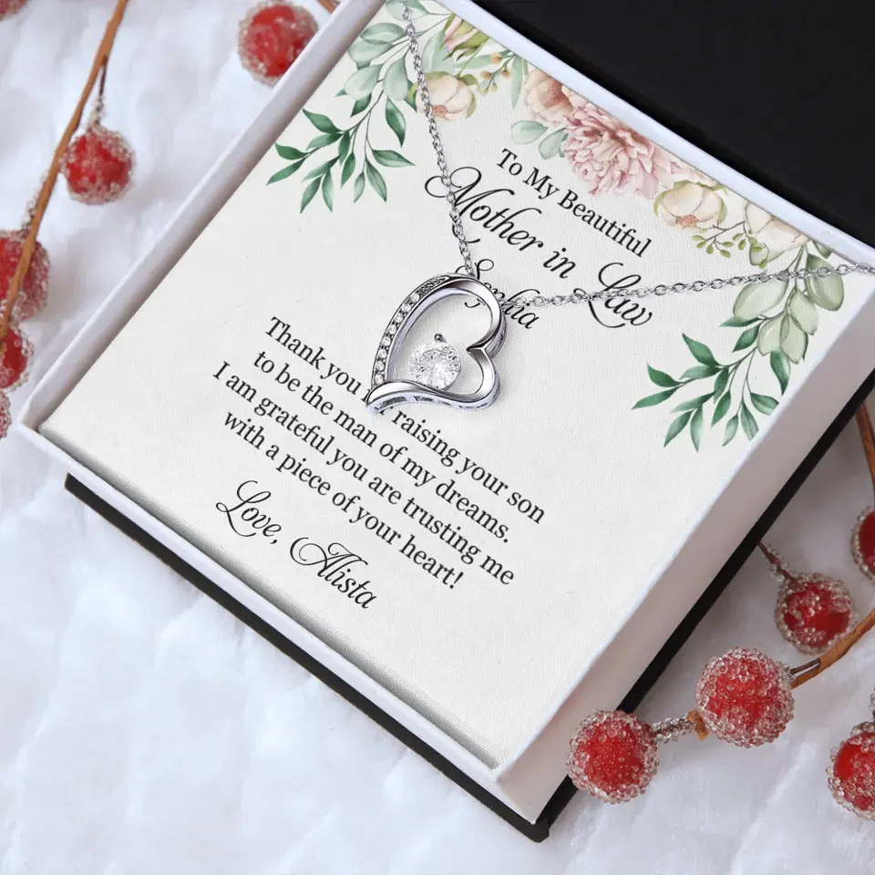To My Beautiful Mother In Law Thank You Personalized Silver Jewellery