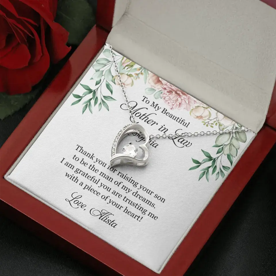 To My Beautiful Mother In Law Thank You Personalized Silver Jewellery