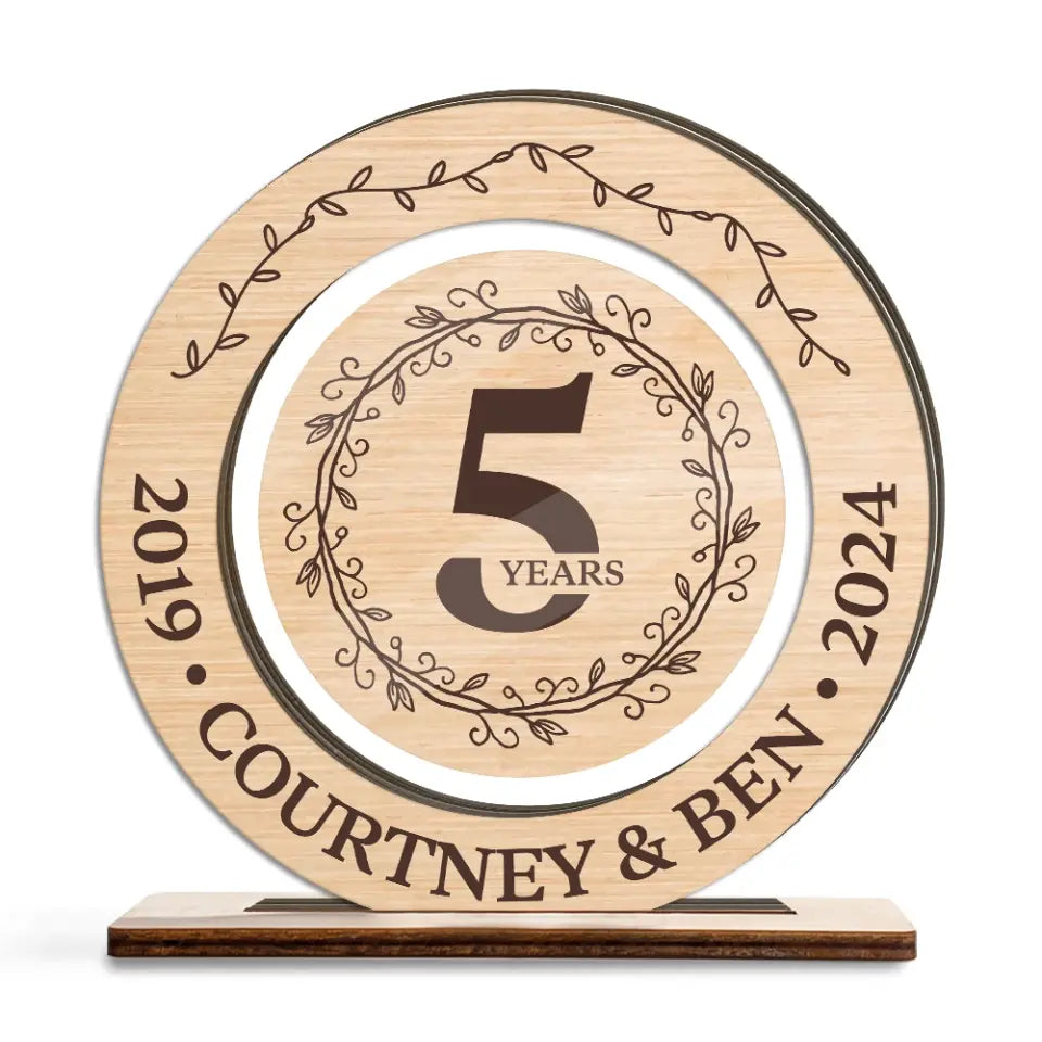 5th Anniversary Acrylic and Wooden Sign Wedding Anniversary Gift for Husband Wife