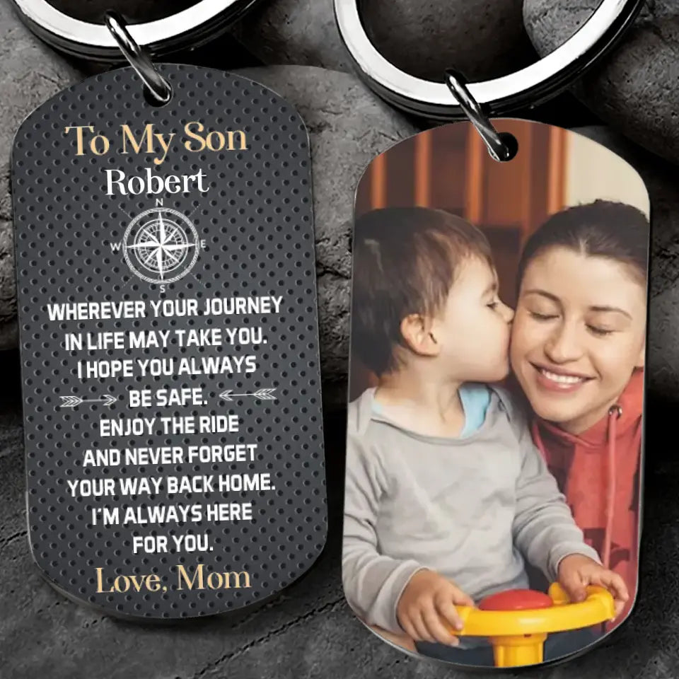 To My Son I'm Always Here For You Personalized Keychain