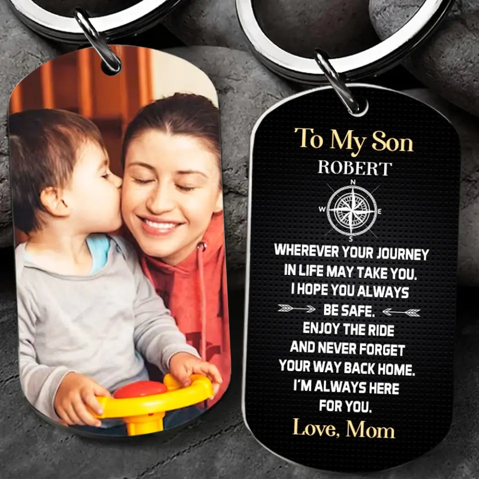 To My Son I'm Always Here For You Personalized Keychain