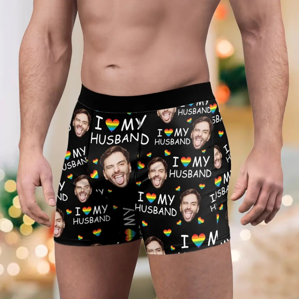 I Love My Husband Funny Boxer Gift for Gay Men Birthday Anniversary Gifts