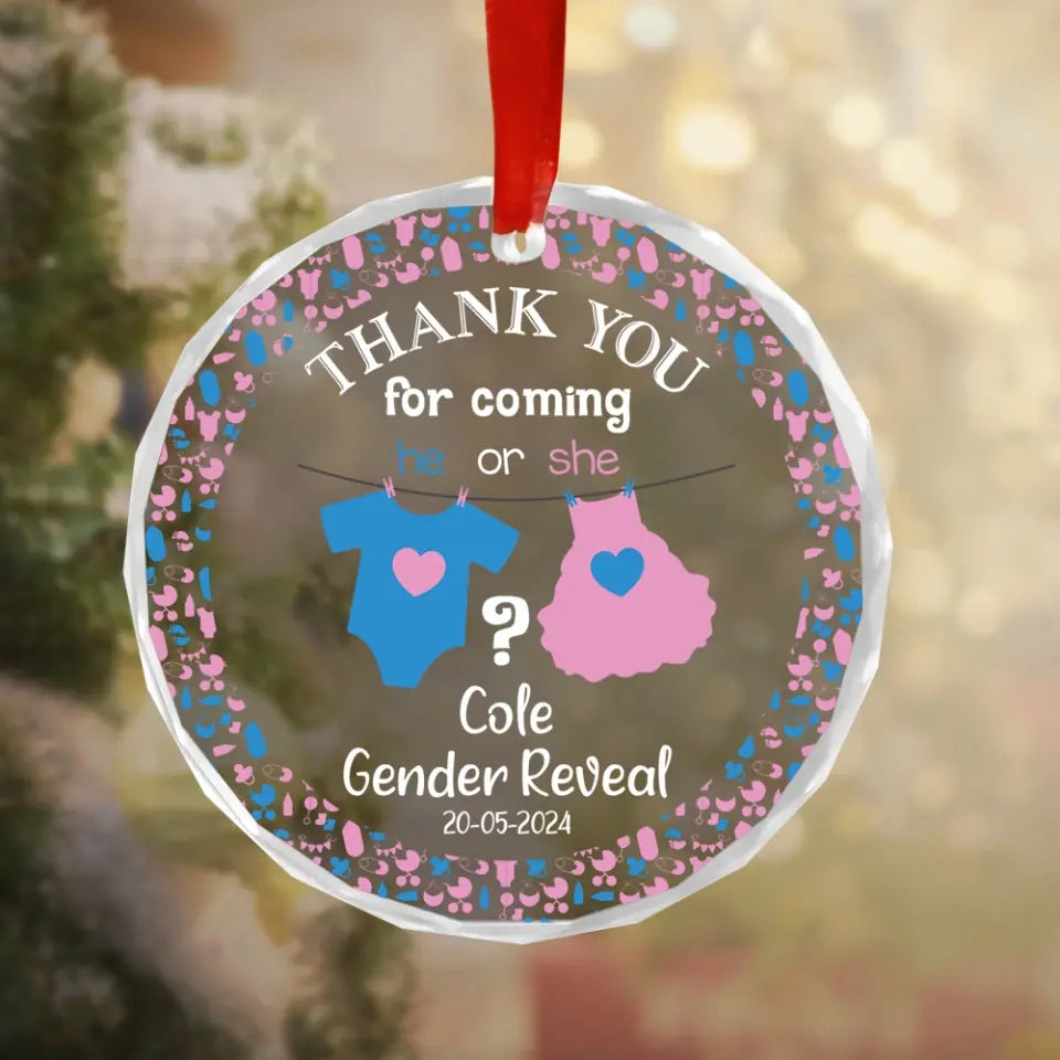 Gender Reveal Party Gifts Boy or Girl Cute Glass Ornament Hanging Decor