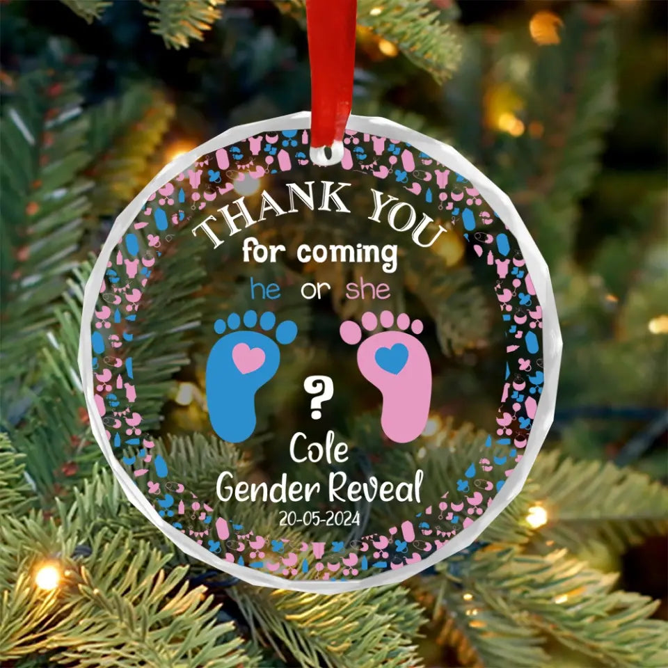 Gender Reveal Party Gifts Boy or Girl Cute Glass Ornament Hanging Decor