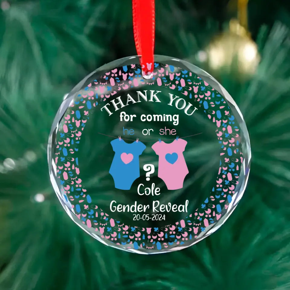 Gender Reveal Party Gifts Boy or Girl Cute Glass Ornament Hanging Decor