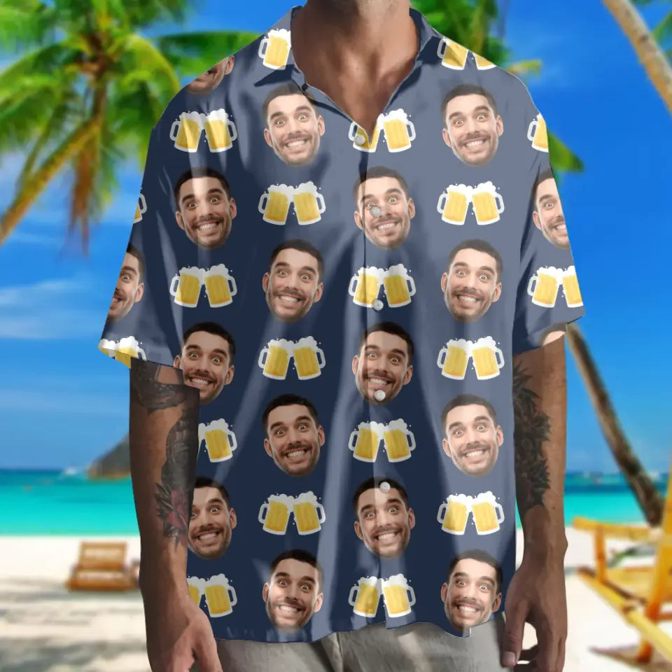 Personalized Face Hawaii Shirt for 40th Birthday Men Husband Dad Guy Friends