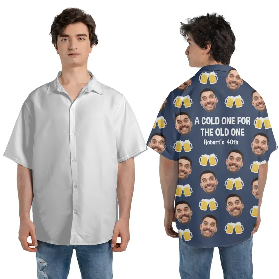 Personalized Face Hawaii Shirt for 40th Birthday Men Husband Dad Guy Friends