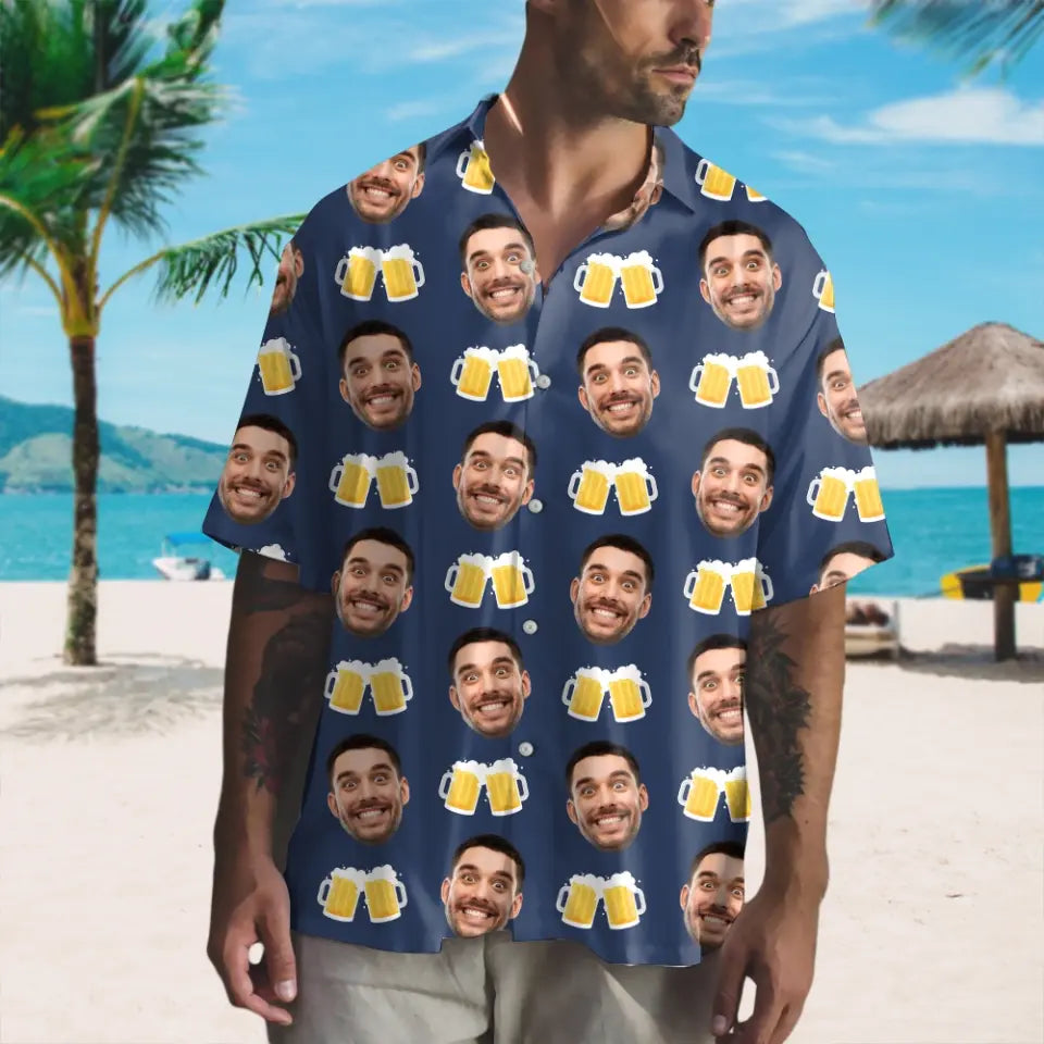 Personalized Face Hawaii Shirt for 40th Birthday Men Husband Dad Guy Friends