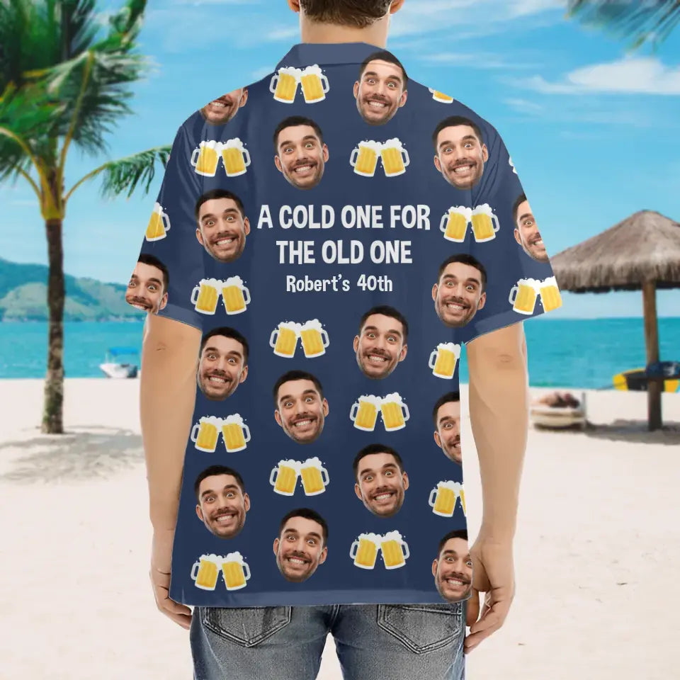 Personalized Face Hawaii Shirt for 40th Birthday Men Husband Dad Guy Friends