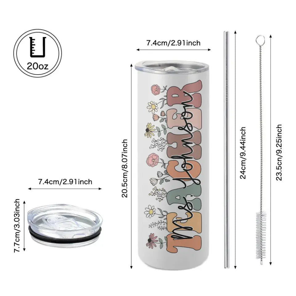 It Takes a Big Heart to Shape Little Minds 20oz Skinny Tumbler Teachers Birthday Appreciation Gift