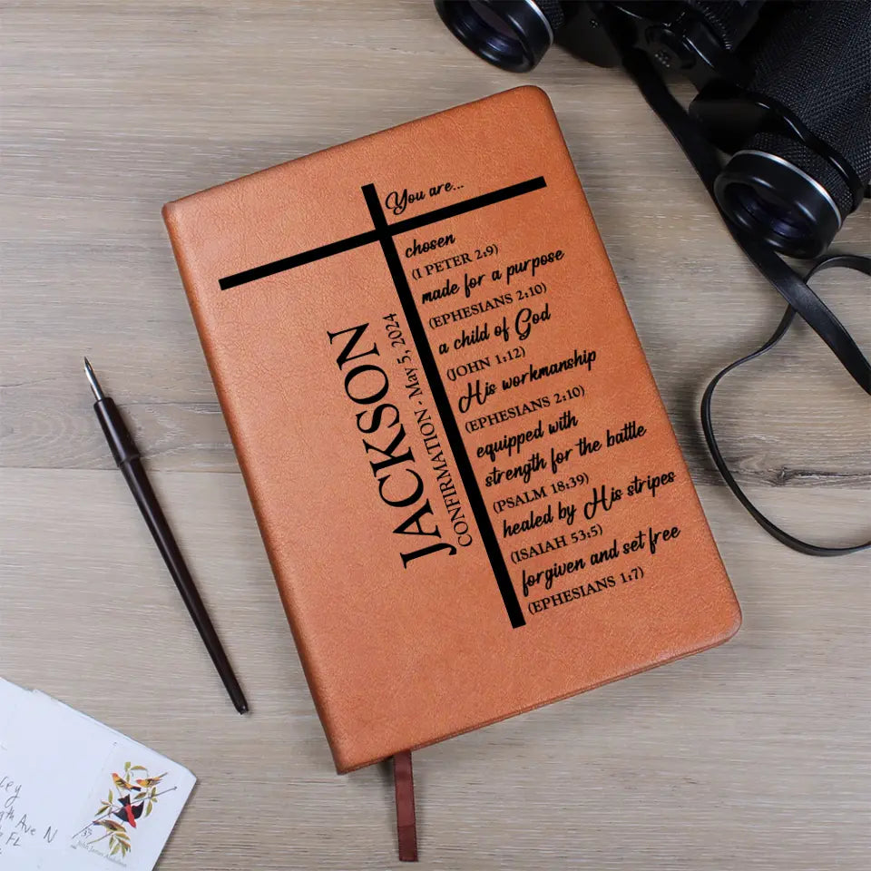 Confirmation Gift for Boys Christian Bible Verse You Are Chosen Child of God Leather Journal