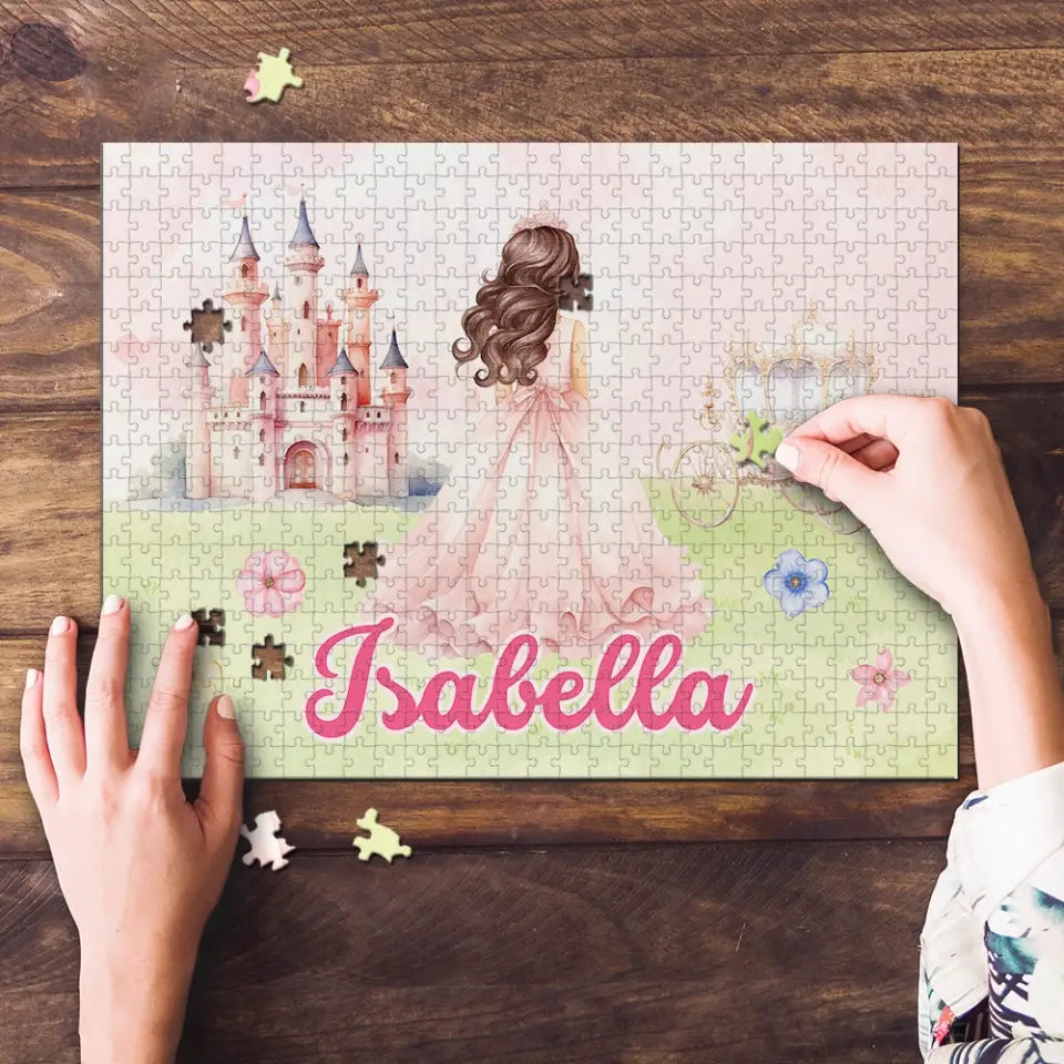Personalized Princess with Castle Jigsaw Puzzle for Daughter Granddaughter Cute Birthday Gifts