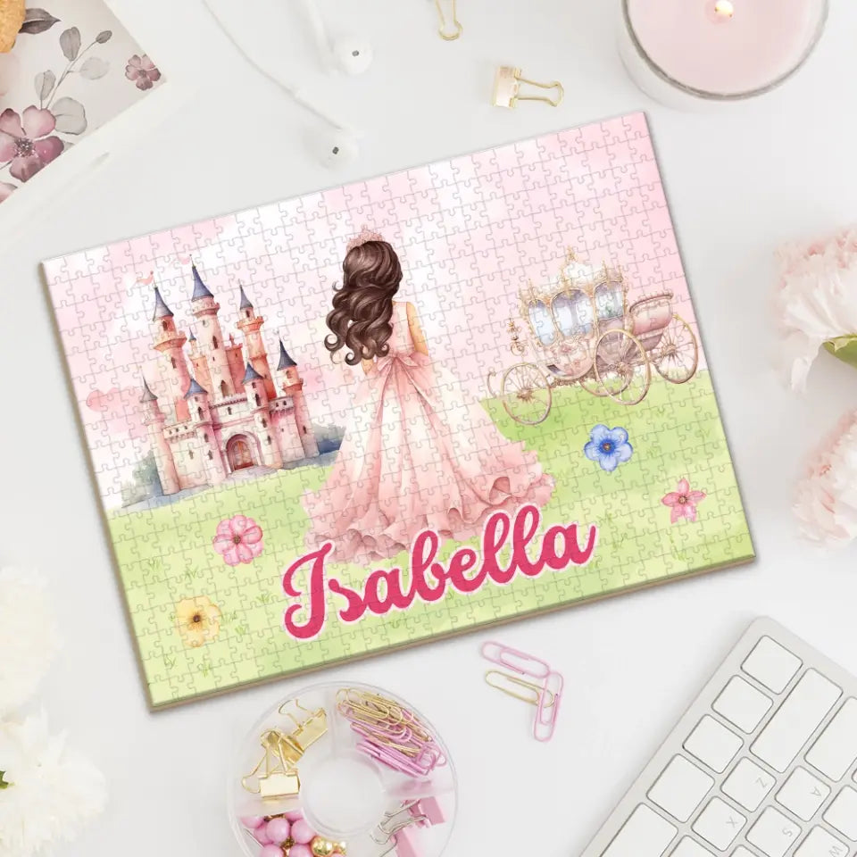 Personalized Princess with Castle Jigsaw Puzzle for Daughter Granddaughter Cute Birthday Gifts