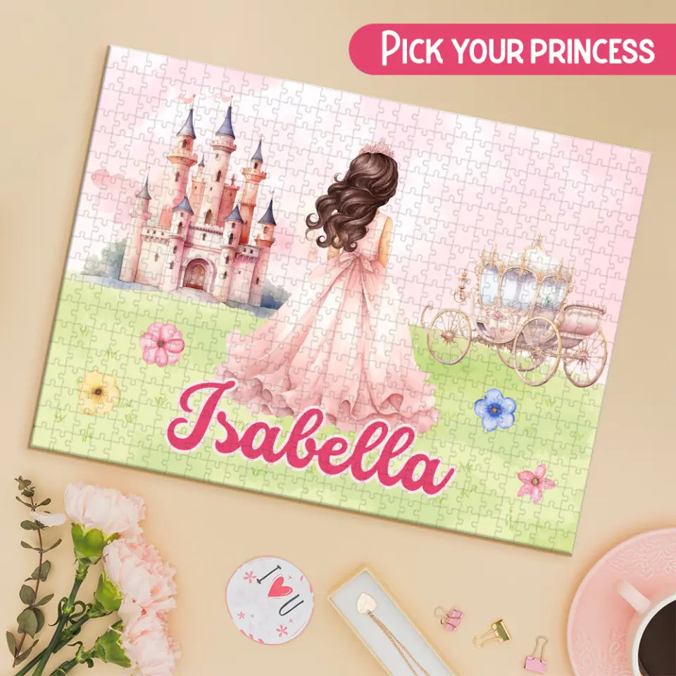 Personalized Princess with Castle Jigsaw Puzzle for Daughter Granddaughter Cute Birthday Gifts