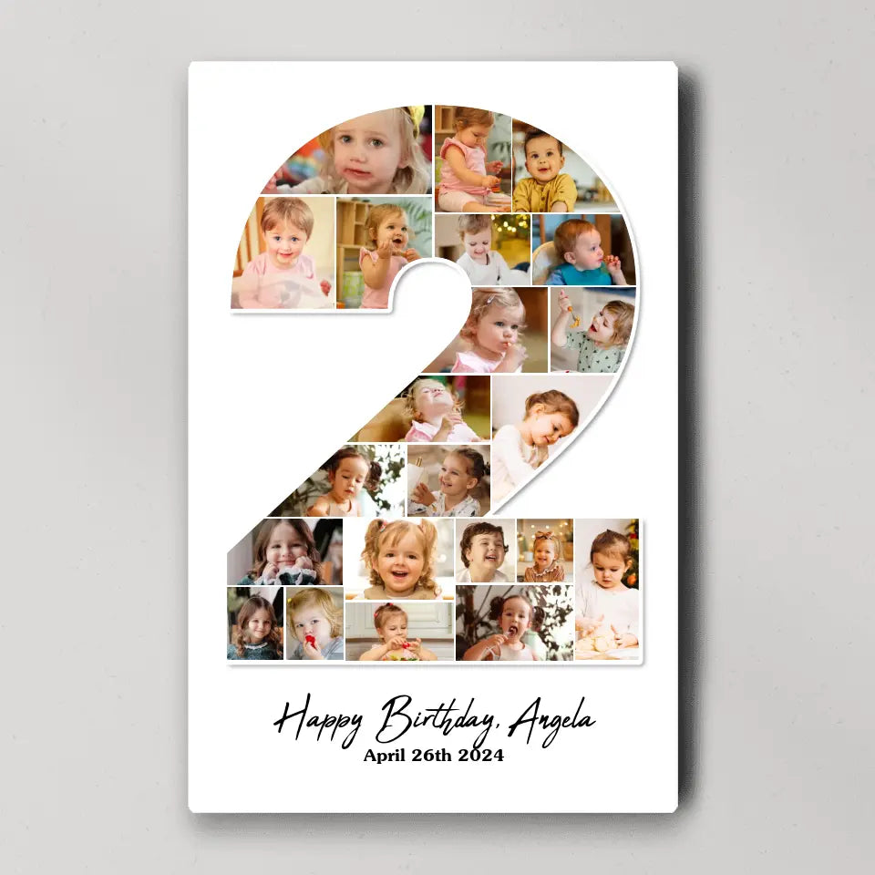2 Years Old Birthday Gift for Girls Boys Happy Birthday Wall Art Canvas Poster for Daughter Granddaughter Niece