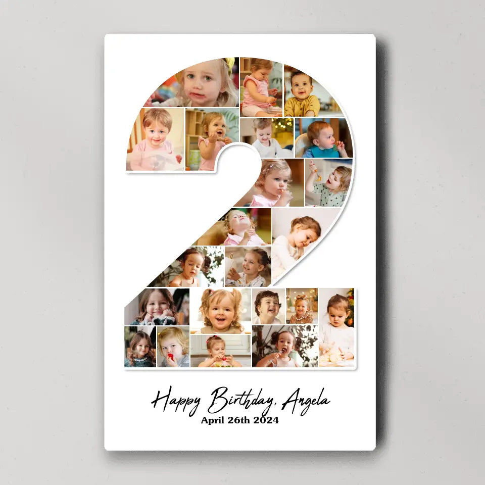 2 Years Old Birthday Gift for Girls Boys Happy Birthday Wall Art Canvas Poster for Daughter Granddaughter Niece