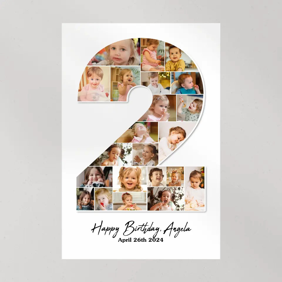 2 Years Old Birthday Gift for Girls Boys Happy Birthday Wall Art Canvas Poster for Daughter Granddaughter Niece