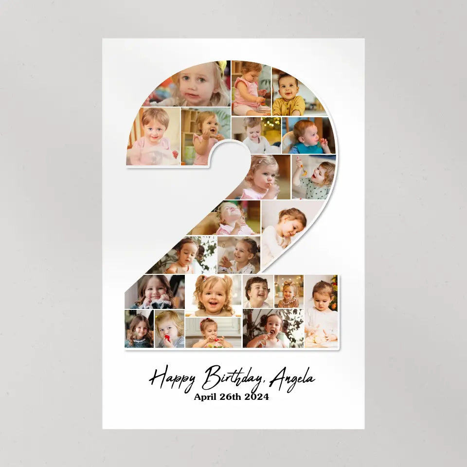 2 Years Old Birthday Gift for Girls Boys Happy Birthday Wall Art Canvas Poster for Daughter Granddaughter Niece